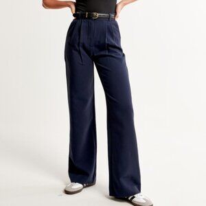 Abercrombie & Fitch Sloane Tailored Wide Pants In Navy Blue